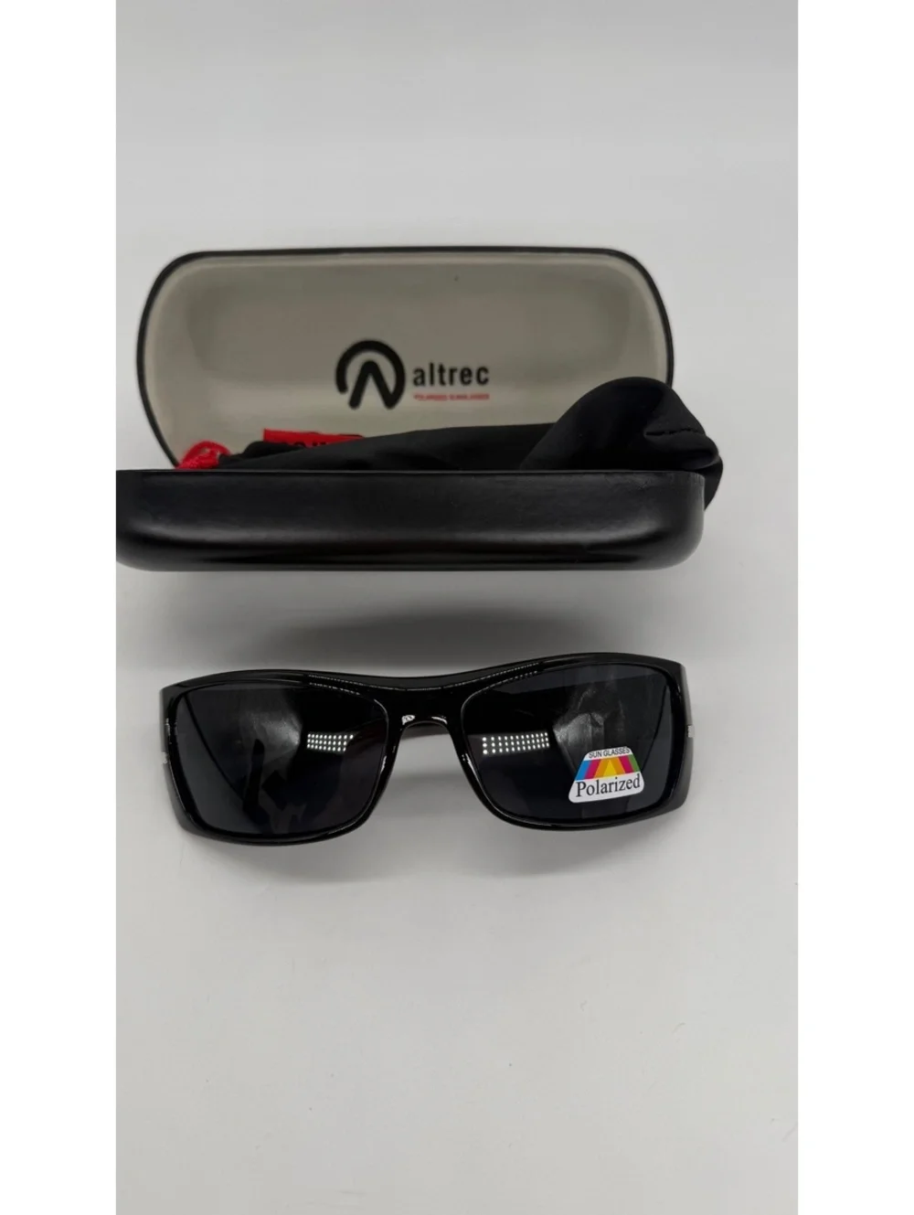 Altrec Sport Polarized Sunglasses Black Wrap Around w/ Hard Case